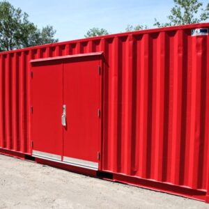 industrial man door with shipping container